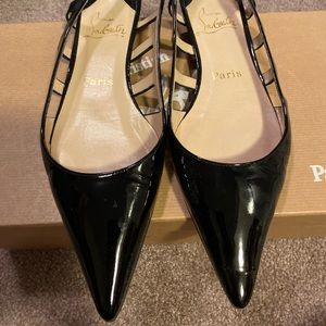 Christian Louboutin cutout mule black flats